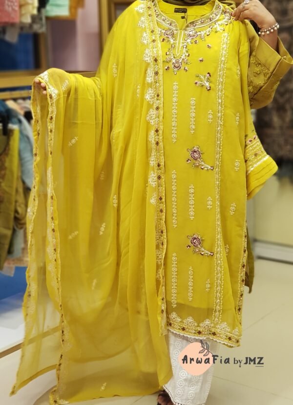 Aghanoor Chiffon 2pcs Lemon - Image 2