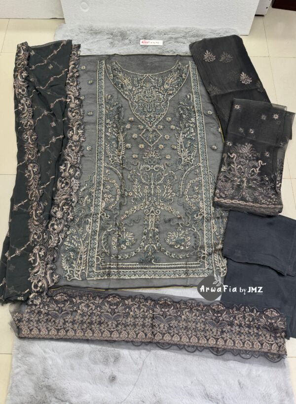 Anarkali by RUJHAN Organza 3pcs [Grey]