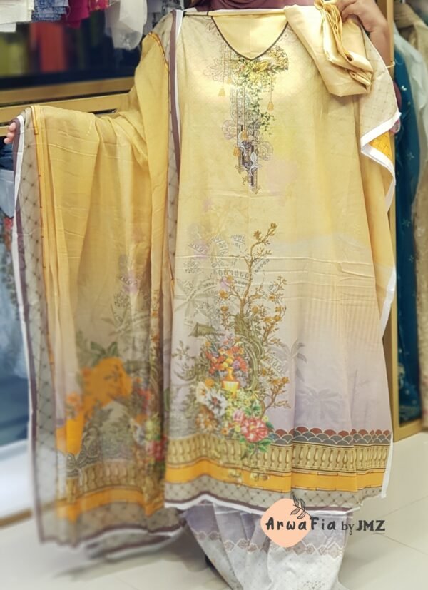Lawn with Chiffon Dupatta [Lite Yellow]