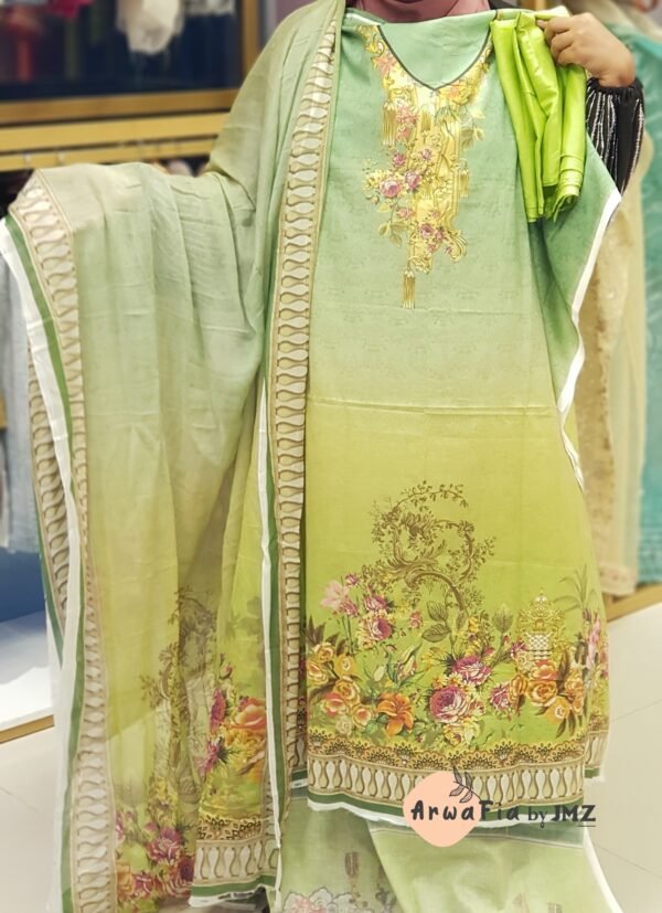 Lawn with Chiffon Dupatta [Lite Green]