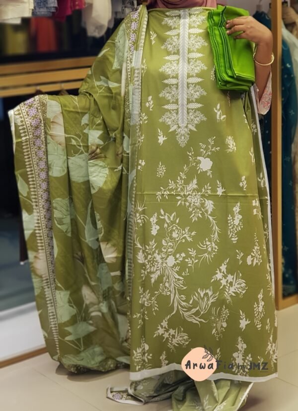 Comfortable Lawn Three Piece [Light Olive]